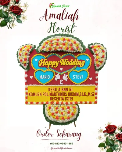Karangan Papan Bunga Pernikahan di Jlegong